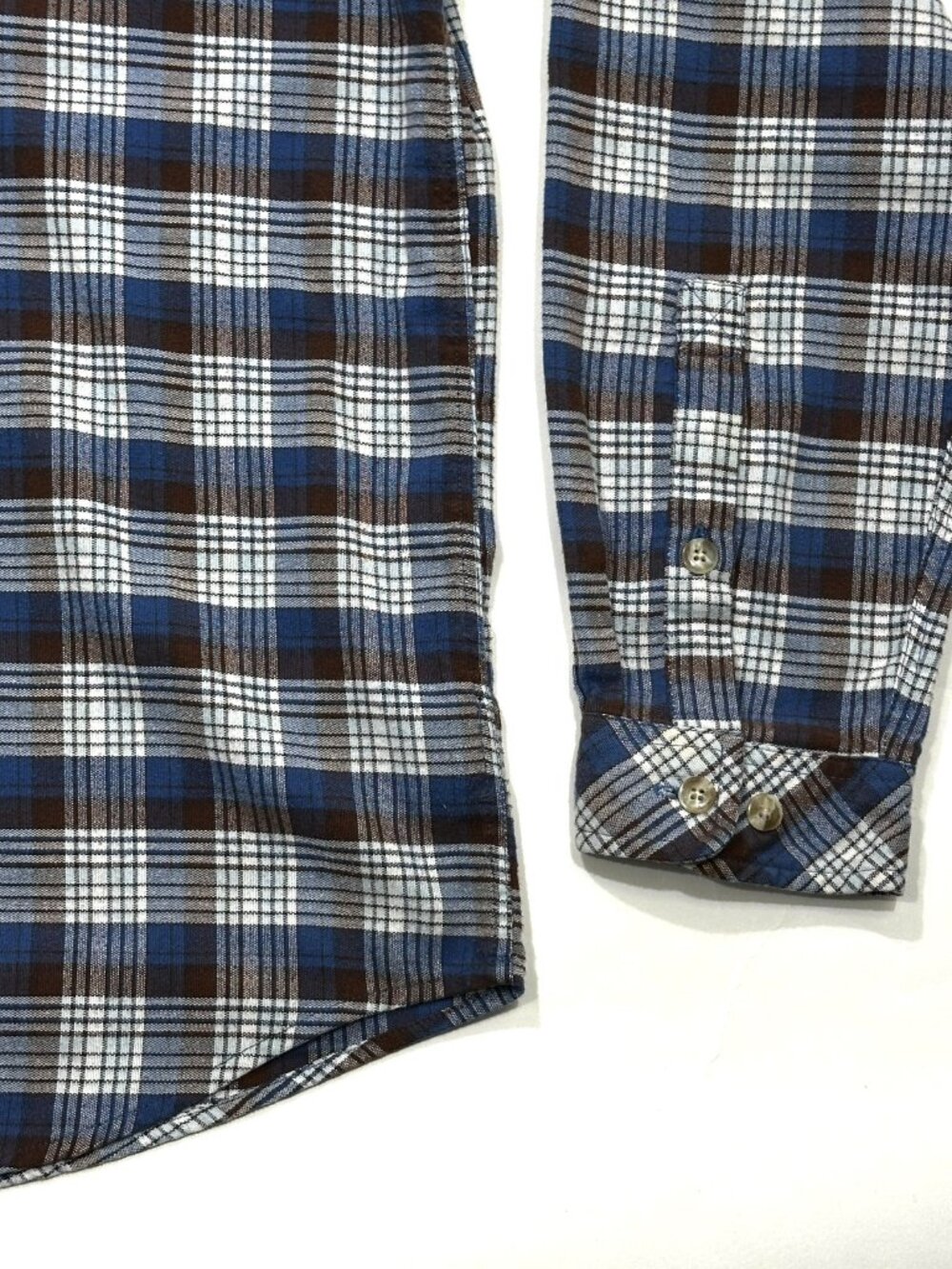 ExOfficio Men's XL Plaid Button Up Shirt Blue Brown White Long Sleeve Outdoor - Picture 7 of 16